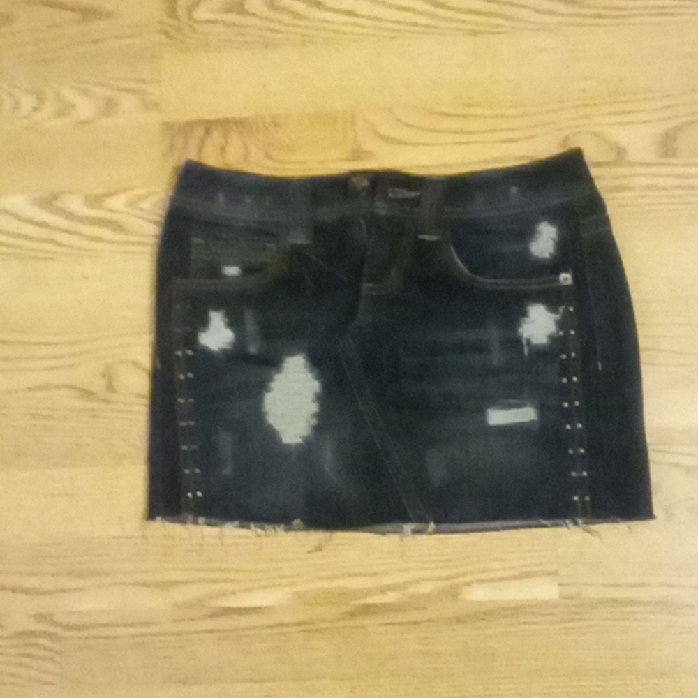 Dark blue denim mini skirt